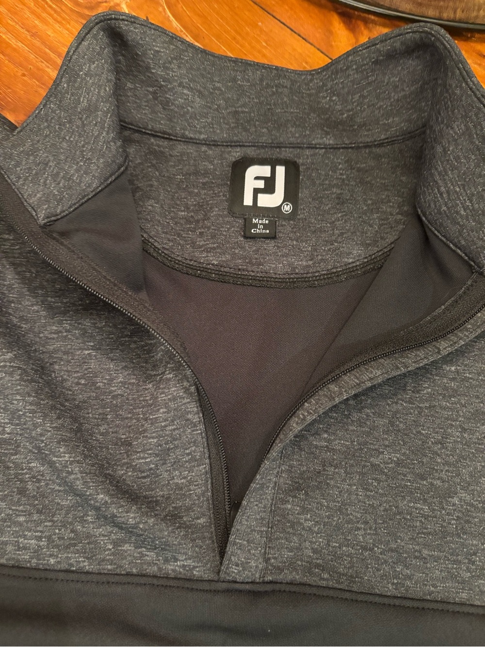 FootJoy Men's Heather Charcoal and Black Quarter-Zip Golf Jacket